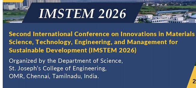 Second International Conference on Innovations in Materials Science, Technology, Engineering, and Management for Sustainable Development IMSTEM 2026